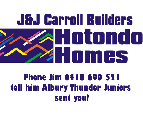 Jim & Julie Carroll Hotondo Homes Albury Wodonga Sponsor at Albury Thunder Juniors